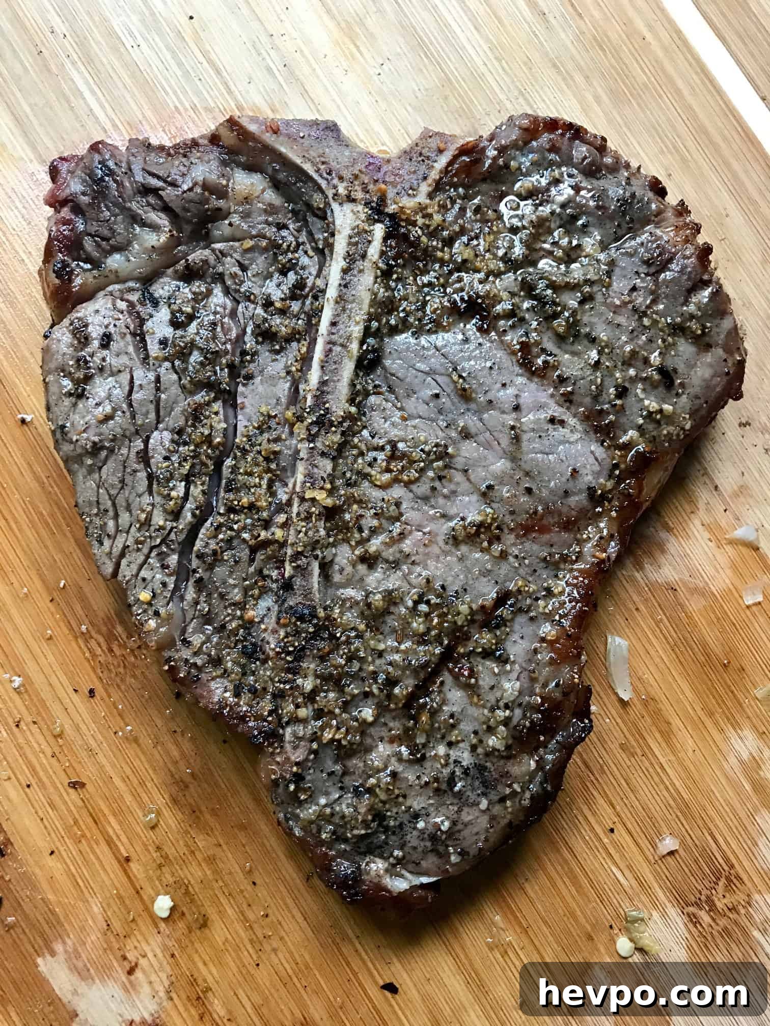Reverse Sear Steak on cutting board