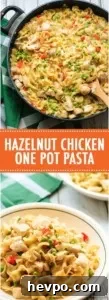 Hazelnut Chicken One Pot Pasta - Hazelnut chicken one pot pasta recipe - an easy meal that is very adaptable and comes together in 30 minutes! Perfect for those busy nights! #30minutethursday