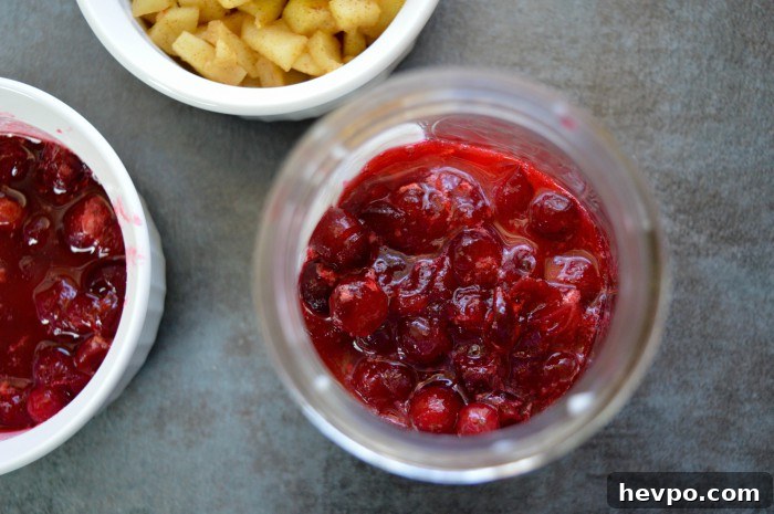 Cranberry Apple Parfait Recipe with Yogurt and Granola 3 top view of the cranberry sauce in the jar
