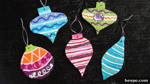 vintage style ornaments made from painted cardboard