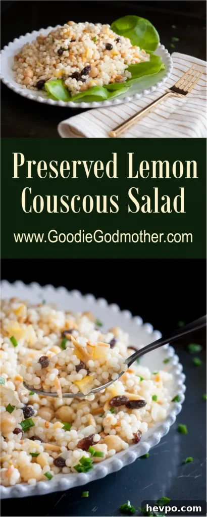Couscous Salad with Preserved Lemon and Fresh Herbs 8 Preserved Lemon Couscous Salad - A refreshing alternative to pasta salad that's delicious served warm or cool, this salad makes a light lunch, or a perfect picnic side dish! * Recipe on GoodieGodmother.com