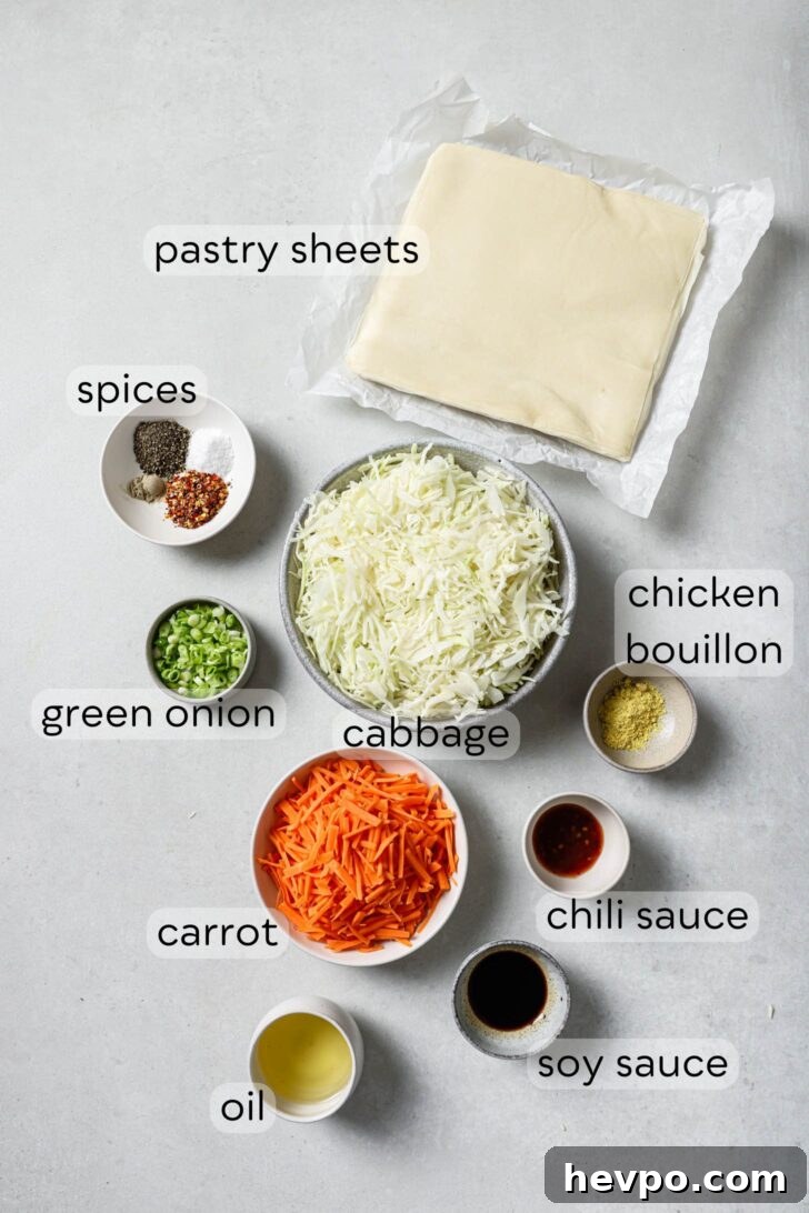 Ingredients for Chicken Spring Rolls.