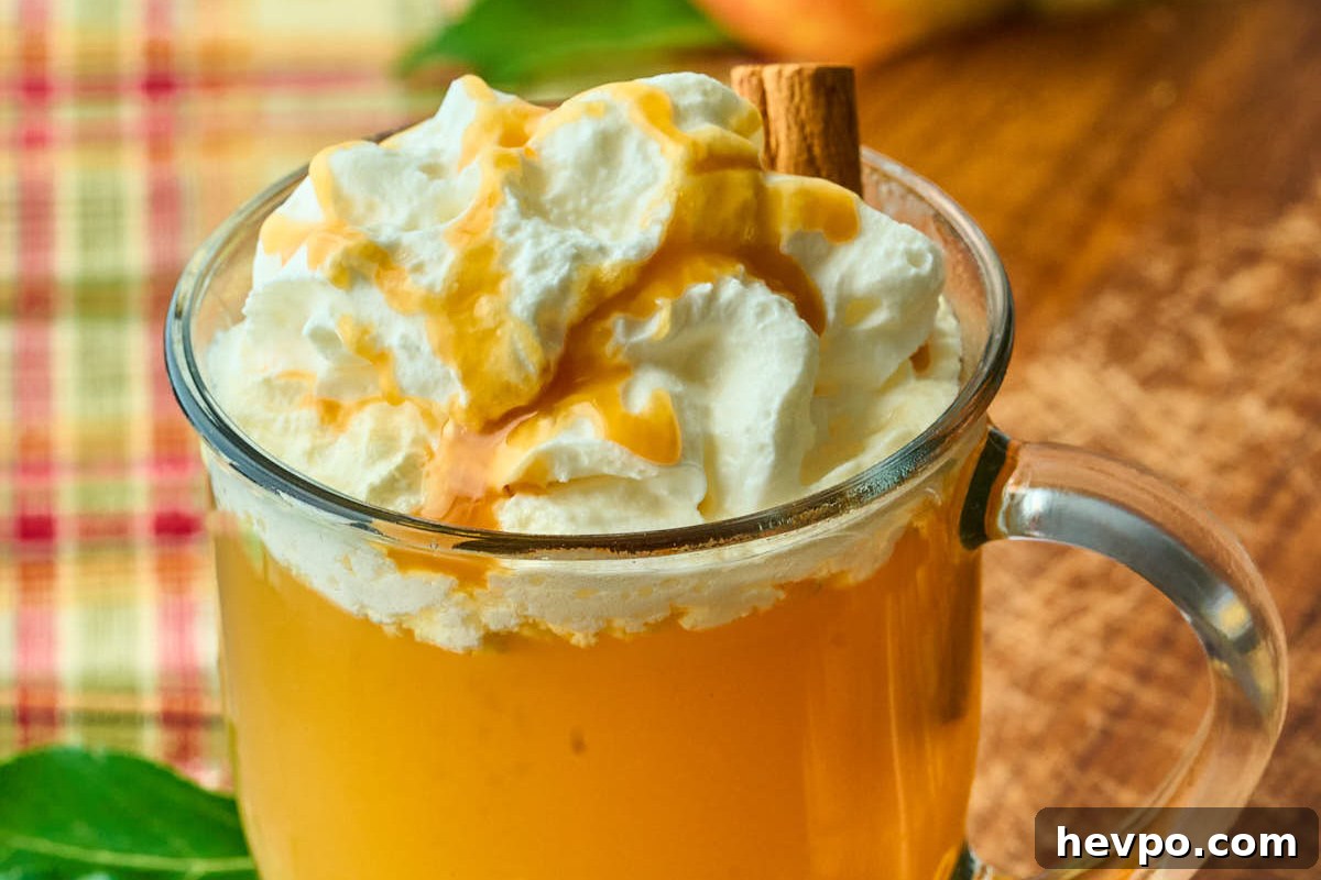 Spiked Slow Cooker Apple Cider Recipe for Cozy Gatherings 6 glass of cider with whipped cream and caramel