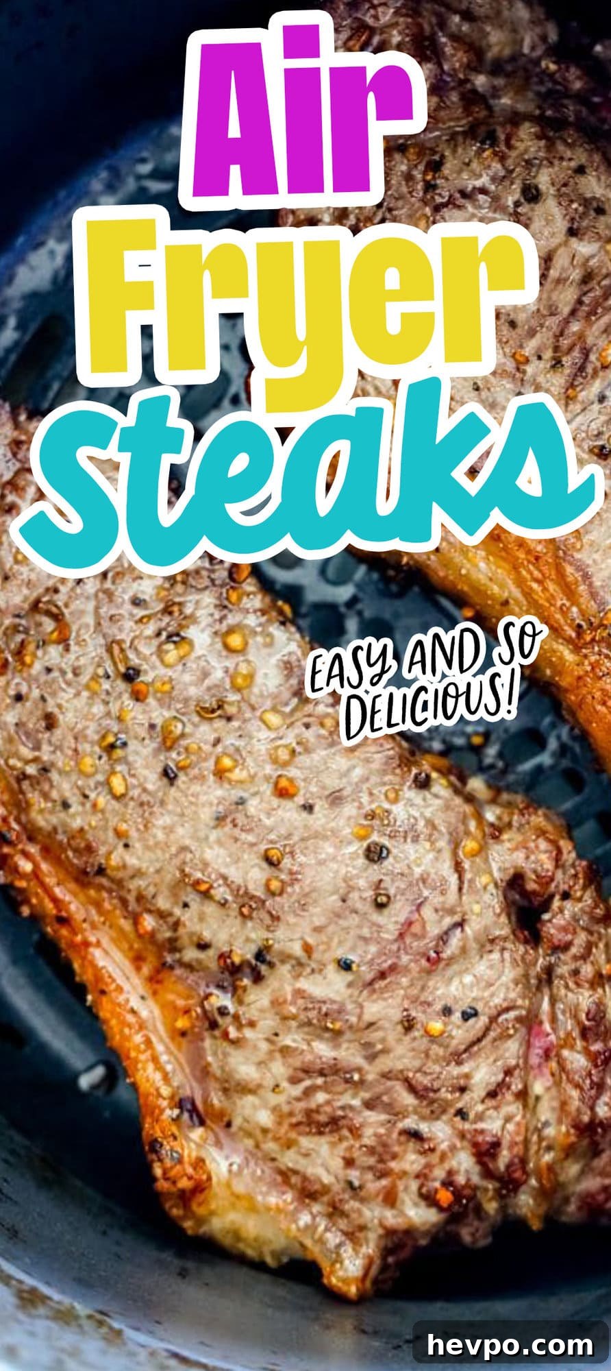 picture of steaks in an air fryer basket