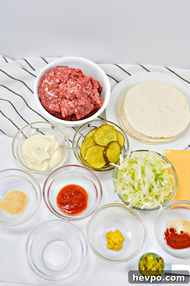 Ingredients that you need to make Keto Big Mac Smash Burger