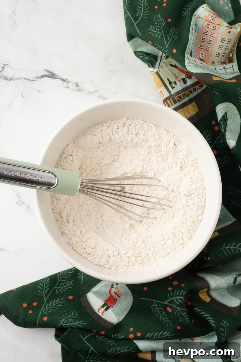 Dry igredients in small mixing bowl with whisk.