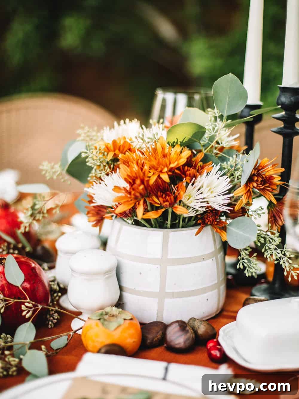 Place setting detail with greenery