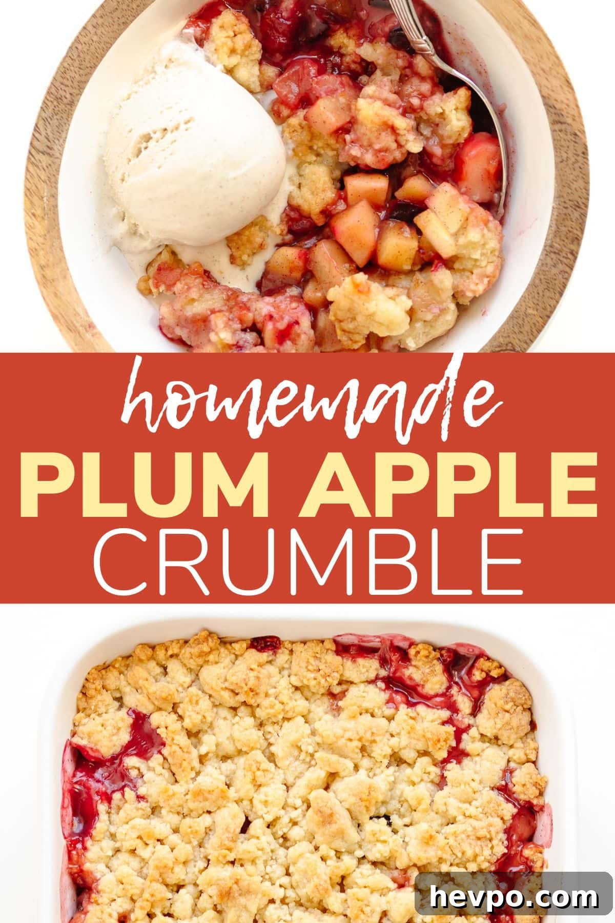 Pinterest collage graphic for Homemade Plum Apple Crumble.