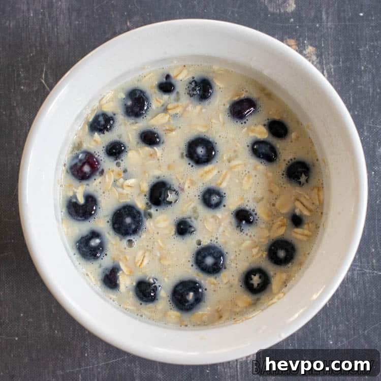 Single-Serve Baked Oats Recipe for One: Quick Breakfast Bowl 5 mixture in bowl