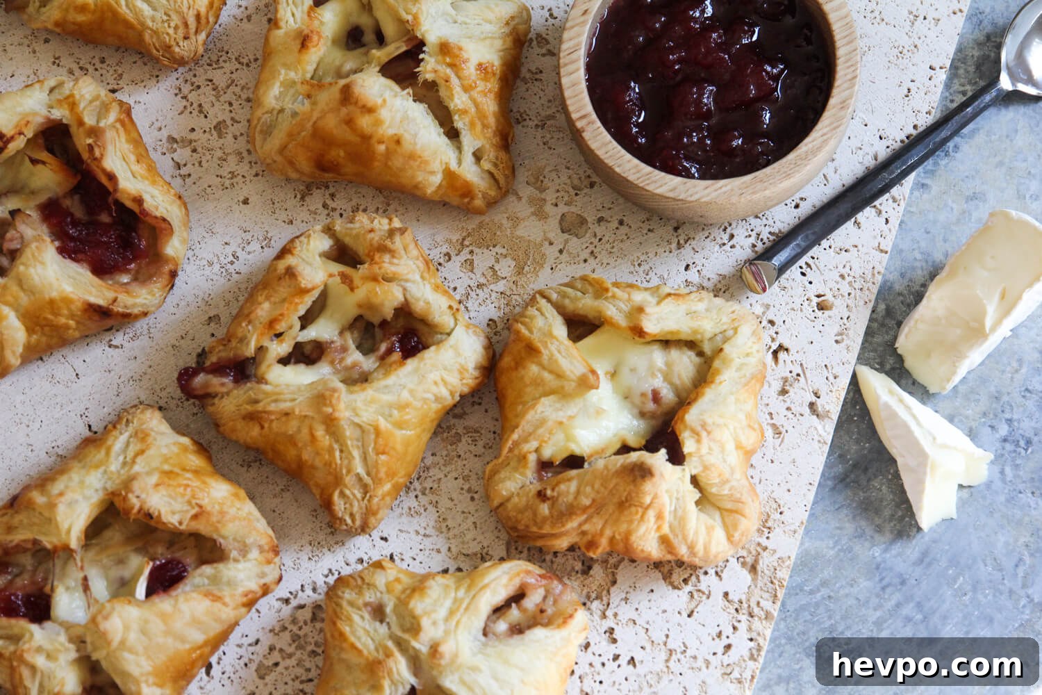 turkey pockets with brie and cranberry sauce