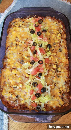 Beef Enchilada Casserole has delicious Mexican flavors in this hearty and satisfying meal. Beef Enchilada Casserole