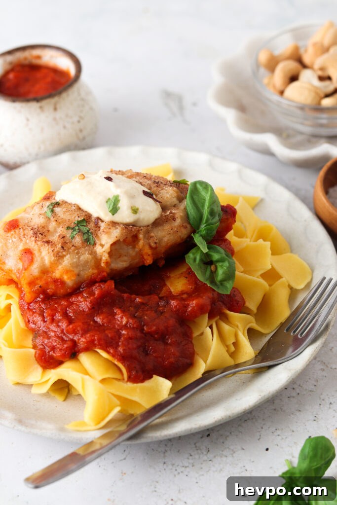 side view of healthy chicken parmesan