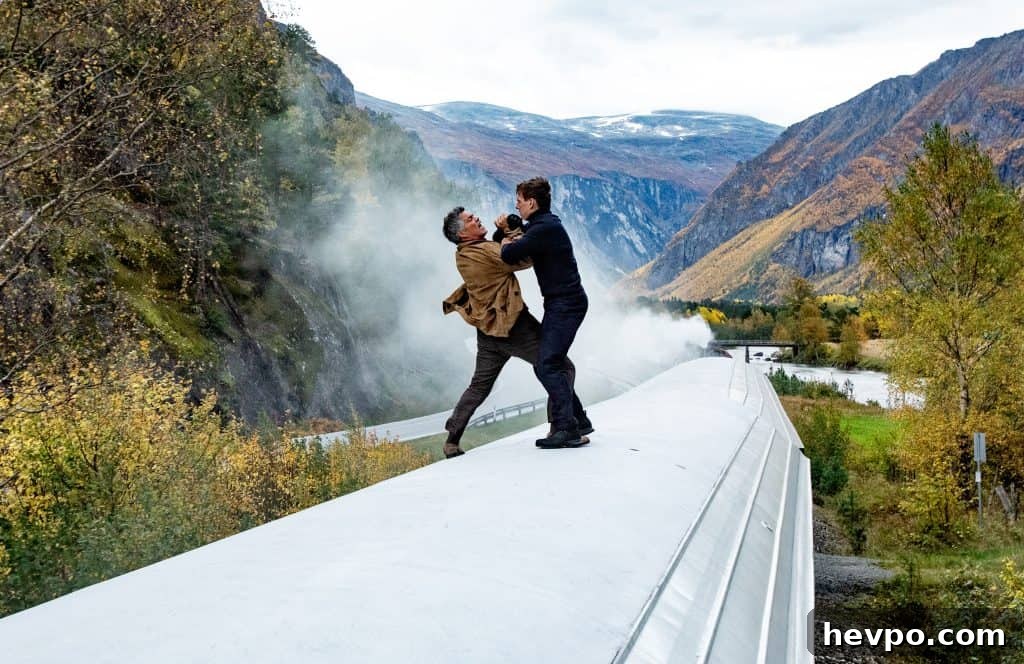 Mission: Impossible – Dead Reckoning Part One Review: Fun Despite Clichés 2 Esai Morales and Tom Cruise in Mission: Impossible Dead Reckoning Part One