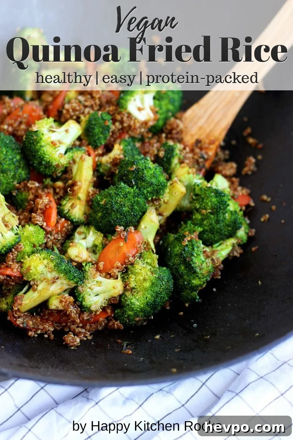 Simple Vegan Quinoa Fried Rice in a Pan Collage with Text Overlay