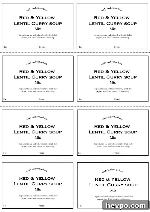 front of gift tags for curry soup mix