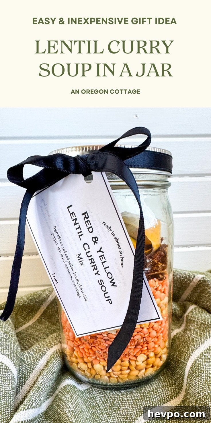 lentil curry soup in a jar Pinterest image