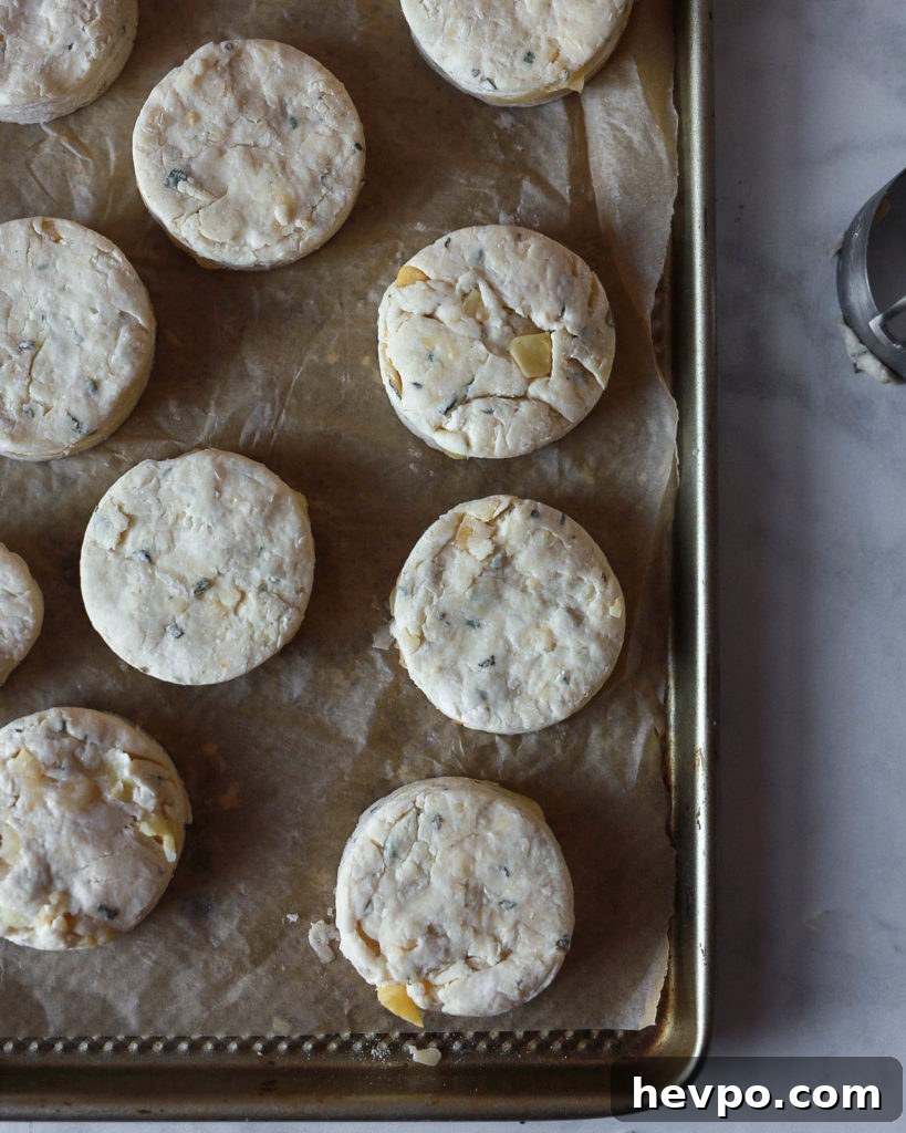 Apple, Sage & Gruyère Scones — Savory Fall Breakfast Recipe 3 unbaked scones