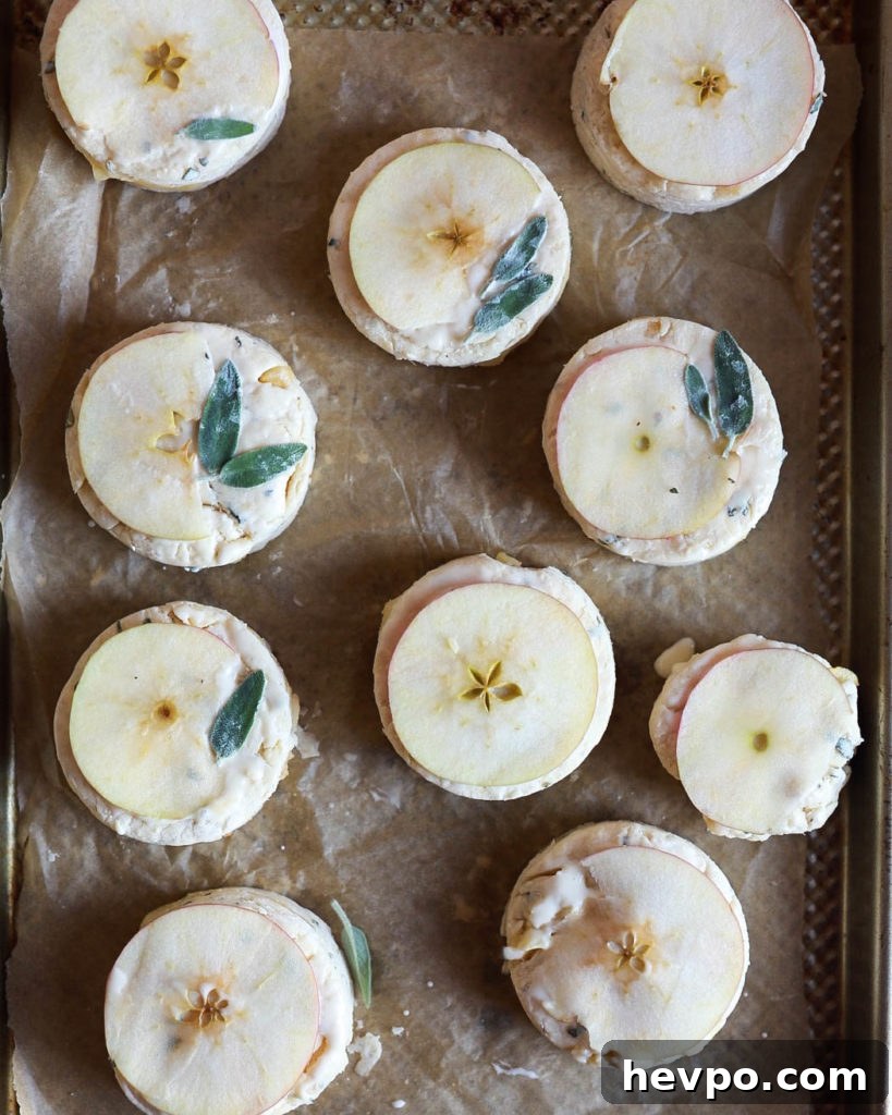 Apple, Sage & Gruyère Scones — Savory Fall Breakfast Recipe 4 unbaked apple sage gruyere scones