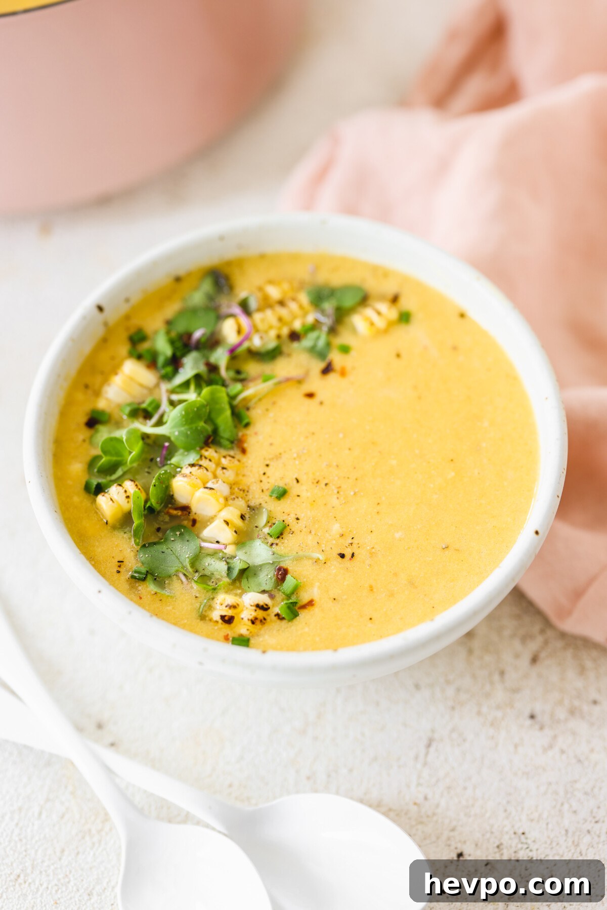 creamy soup in a white bowl 