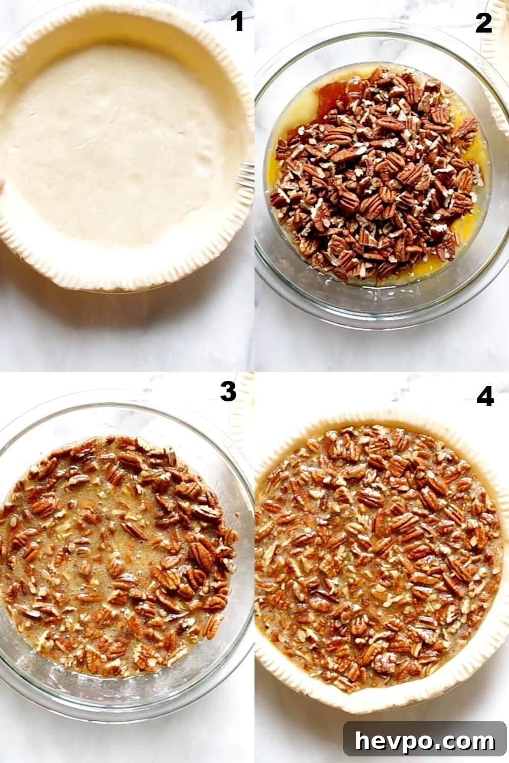 Gluten-Free Pecan Pie Recipe — Classic Southern Dessert 5 a collage of four photos showing how to make gluten free pecan pie