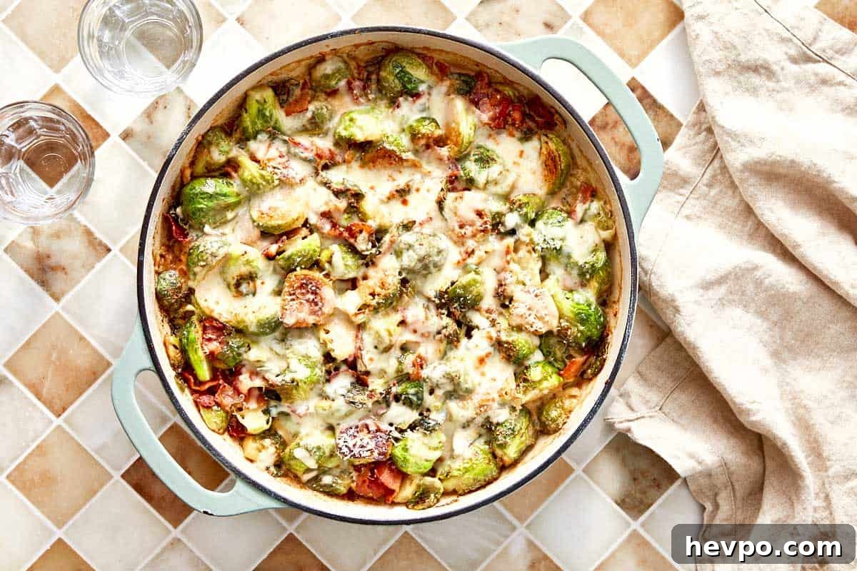 Crispy Bacon Brussels Sprouts Recipe: Roasted with Garlic and Honey 11 Creamy garlic parmesan Brussels sprouts baked with bacon