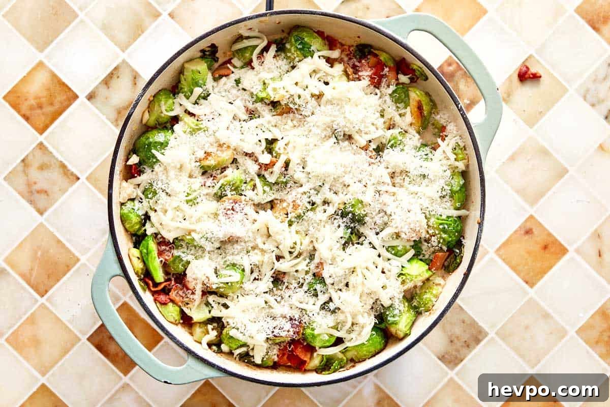 Crispy Bacon Brussels Sprouts Recipe: Roasted with Garlic and Honey 10 Brussels sprouts topped with mozzarella and parmesan cheese